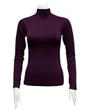 Ladies Purple Seamless Long Sleeve Turtleneck Top