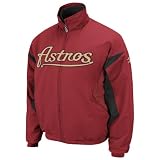 MLB Men's Houston Astros Long Sleeve Lightweight Full Zip Thermabase Premier Jacket (Pro Brick/Pro Black, Large)
