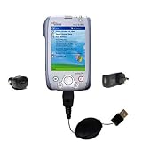 Retractable USB Hot Sync Compact Kit with Car & Wall Charger for the Fujitsu Loox 600 - Gomadic Brand w/ TipExchange Technology