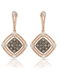 14K Rose Gold 0.18 CTW Color C4-C5 SI2-SI3 Diamond and 0.07 CTW Color H SI2-SI3 Diamond Ladies Earrings. Length 30 mm. Total Item weight 6.4 g.