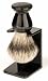 Edwin Jagger Super Badger English Shaving Brush with Drip Stand - Ebony
