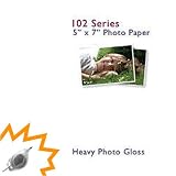 Gloss white 5x7 heavy photo paper inkjet printable - 50 Pack - Kit includes keychain LED light