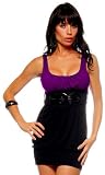 Black Purple Clubwear Tunic Belted Mini Bubble Tank Dress