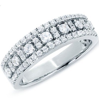 14k White Gold Round Diamond Ladies Anniversary Wedding Band Ring (0.85 cttw)
