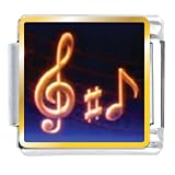Buy Music Note Musical Italian Charms Bracelet Link by Pugster