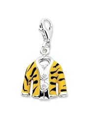 Sterling Silver Click on CZ Enamel Tiger Jacket Charm