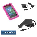Hot Pink Durable Flexible Soft Silicone Skin Case + Car Charger + Home Charger For Verizon LG Dare VX-9700 Cell Phone