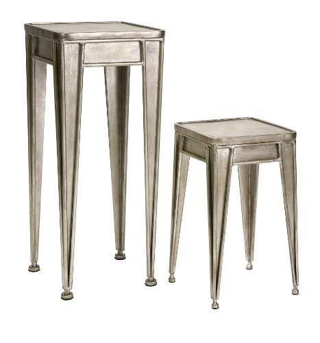 Silver Finish Iron Tiered Stools - Set of 2