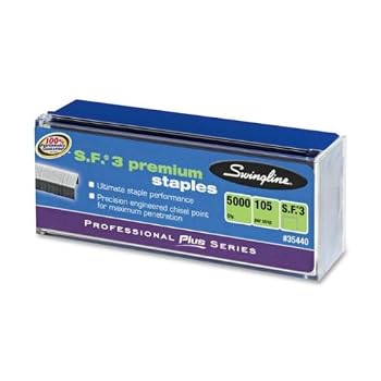 Set A Shopping Price Drop Alert For Swingline S.F. 3 Premium Chisel Point Staples, 0.25 Inch Leg Length, 105 Count Half Strips, Silver, 5000 Staples per Box (S7035440)