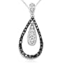 10k White Gold Black and White Diamond Pear Shaped Pendant (1/2 cttw)