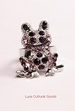 Luos Beautiful lucky Frog Sterling Silver Ring with Purple Crystal- Sr009
