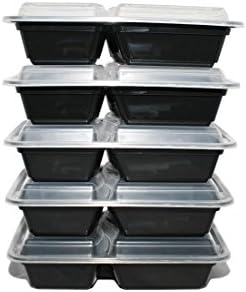 Portion Pro Meal Prep Containers -30 Oz- 2 Compartment - Reusable- Microwaveable - Dishwasher Safe (Set of 7)