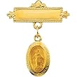 14K Yellow Gold Miraculous Medal Baptismal Brooch