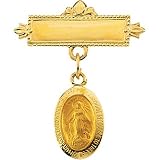 14K Yellow Gold Miraculous Medal Baptismal Brooch