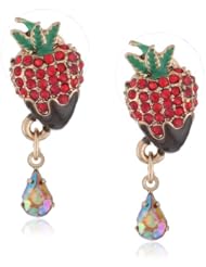 Betsey Johnson "Paris is Always a Good Idea" Chocolate Strawberry Stud Earrings