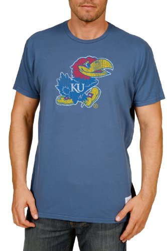 NCAA Men's Blue Kansas Jayhawks Short Sleeve Tee (Blue, Small)