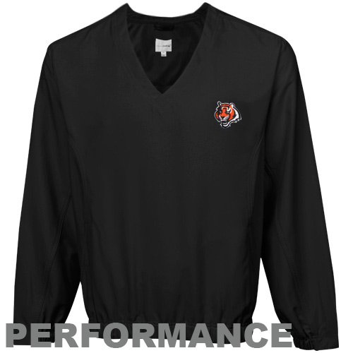 Cutter & Buck Cincinnati Bengals Black Astute Performance Pullover Windshirt (Large)