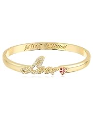 Betsey Johnson "Leopard Words" Love Hinged Bangle Bracelet, 7.5"