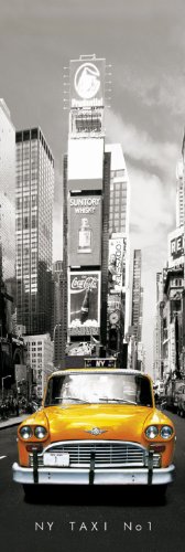 1art1 Empire 164148 New York - Yellow Cab, Taxi T&uuml;r-Poster colourlite - 53 x 158 cm