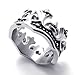 KONOV Vintage Crown Stainless Steel Unisex Mens Womens Ring, Silver Black