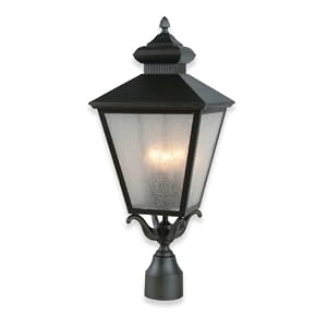 Royce Lighting RL2130 1NI Weston Outdoor Post Lantern Natural Iron with Seeded Globe by Royce Lighting