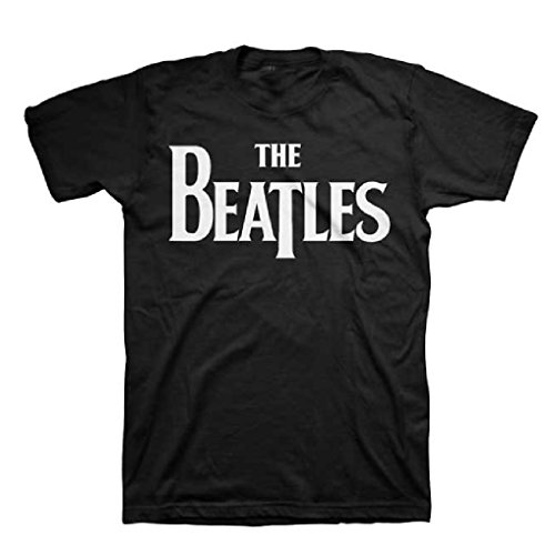 The Beatles Solid White Logo Men's Black T-Shirt