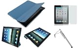 rooCASE 3n1 Ultra Slim (Blue) Leather Smart Case with Stand / Anti-Glare Screen Protector / Capacitive Stylus for Apple iPad 2 Wifi / 3G Model 16GB, 32GB, 64GB