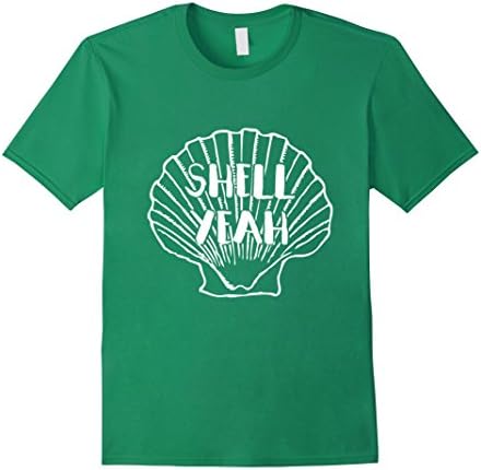 Men's Shell Yeah Cute Happy Simple Funny Pun Clam Lovers Tee Shirt Medium Kelly Green