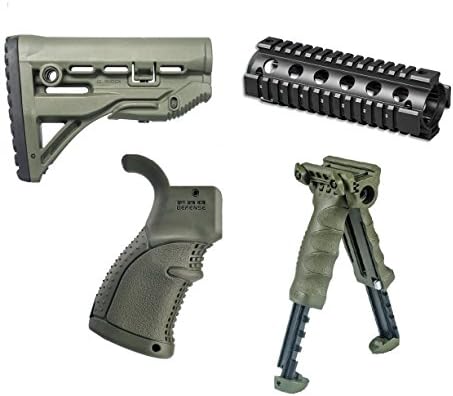 Fab Defense The Mako Group GLSHOCK GL-SHOCK OD Olive Drab Green + Ultimate Arms Gear QRC Accessory System Stealth Black + AGR-43 AGR43 OD Olive Drab Green + T-PODG2QR TPODG2QR OD Olive Drab Green