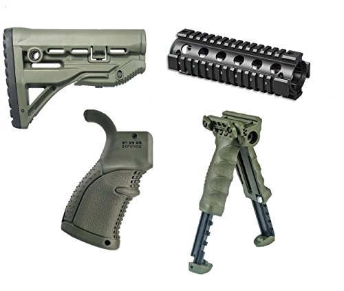 Fab Defense The Mako Group GLSHOCK GL-SHOCK OD Olive Drab Green + Ultimate Arms Gear QRC Accessory System Stealth Black + AGR-43 AGR43 OD Olive Drab Green + T-PODG2QR TPODG2QR OD Olive Drab Green
