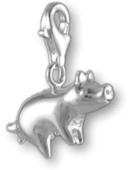 MELINA Charms clip on pendant pig pork sterling silver 925