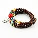 November's Chopin (TM) Unique Metal Pendant Wood Beads Leather Adjustable Wrap Bracelet