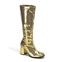 3" Block Heel Sequins Knee Boot Gold Sequins