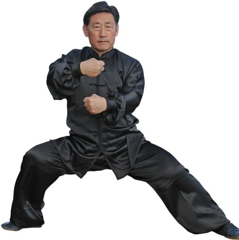 Kung Fu (Kungfu) Uniform Black Long Sleeve Silk - Large
