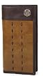 Brown and Tan Leather Secretary Wallet with Emblem - Collegiate Series