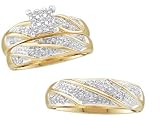 Stunning 0.30 Ctw. Genuine Diamond Trio Set for Him and Her - Blowout Deal-