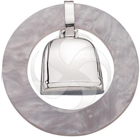 Empire Sterling Silver Round Teething Ring/Rattle - White