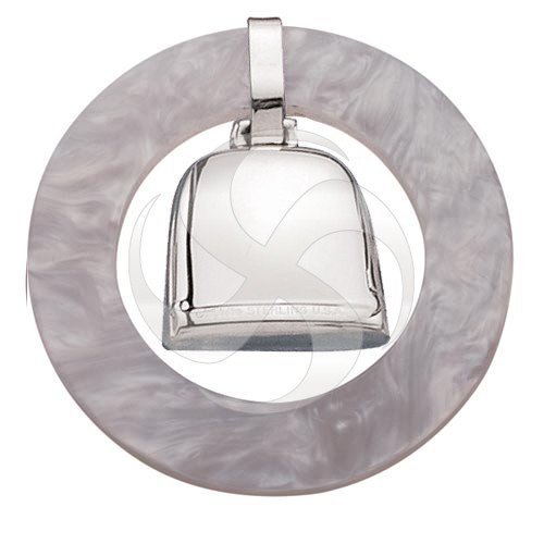 Empire Sterling Silver Round Teething Ring/Rattle - White