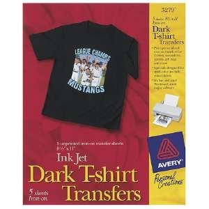 Avery Dark T-Shirt Transfers for Ink Jet Printers, 8.5 x 11 Inches, 5 Sheets (3279)