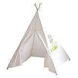 キッズ テント 室内 ティピーテント インディアン 木と布の温もり TEE PEE TENT 秘密基地 窓付き (ホワイト)