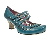 Hush Puppies Womens Ladies Teal Leather EE Fit Mary Jane Court Shoes