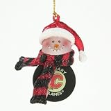 Calgary Flames NHL Striped Acrylic Snowman Ornament (3")