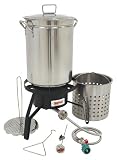 Bayou Classic 32 Quart Stainless Steel Turkey Fryer and Cooker Combo