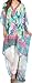 Sakkas Laisson Flowy Hi Low Caftan Rhinestone Boxy V Neck Dress Top Cover / Up