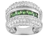 4.88CTW BELLA LUCE EMERALD SIMULANT WITH WHITE DIAMOND SIMULANT STERLING SILVER RING