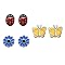 Kids' Sterling Silver Lady Bug/Butterfly/Flower Earrings - 3-pr.