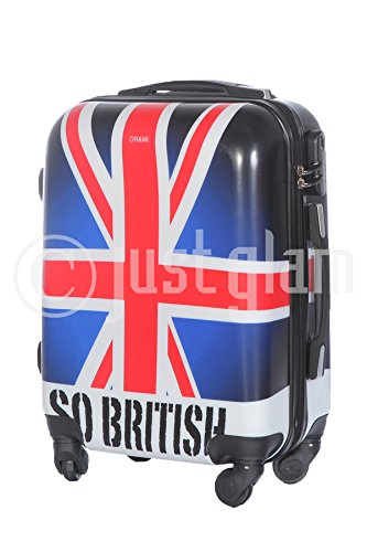 JustGlam - Luggage hand Trolley so british Rigid ABS four wheels for low cost flights English flag