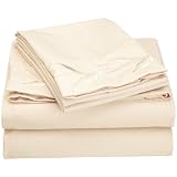 CathayHomeFashionsLuxurySilkySoftLeafDesignEmbroideredMicrofiberQueenSheetSet,Cream