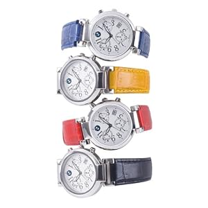 BMW Ladies Chronograph Watch Produced by Tourneau for BMW Stainless steel case leather strap Blue