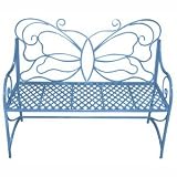 Blue Butterfly Iron Bench